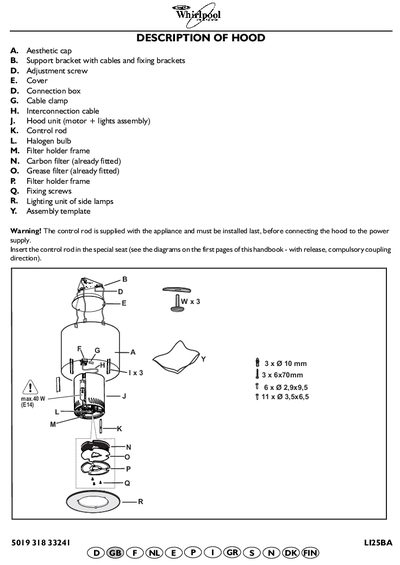Whirlpool Kitchen Hood User Manual - cover page