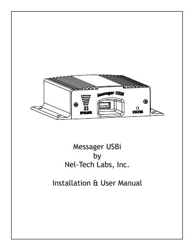Nel-Tech Labs Messager USBi Installation and User Manual - cover page