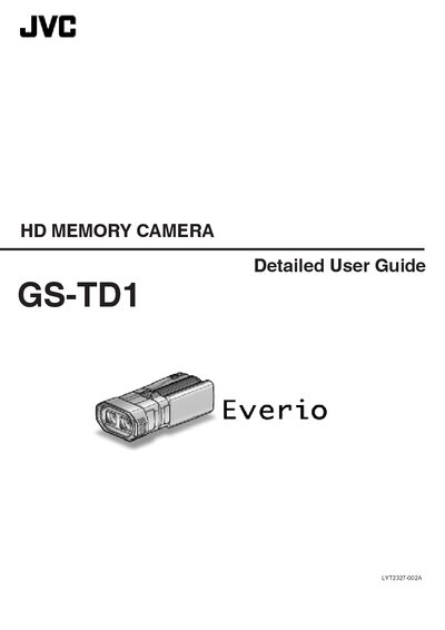 JVC LYT2327-002A HD Memory Camera Detailed User Guide - cover page