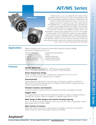 Amphenol AIT/MS Series Connector Manual - cover page