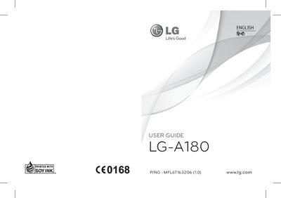LG A180 User Guide - cover page