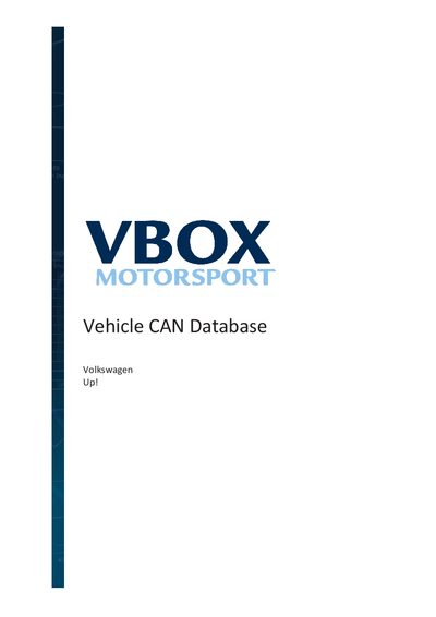 Racelogic Volkswagen Up! CAN Database Application Note - cover page