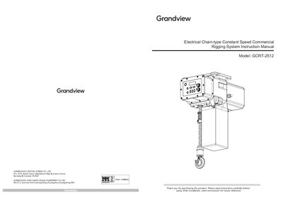 Guangzhou Jude GCRT-2512 Electrical Chain-type Constant Speed Commercial Rigging System Manual - cover page