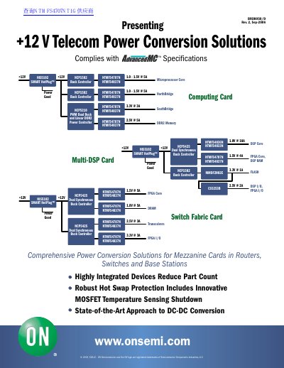 ON Semiconductor +12 V Telecom Power Conversion Solutions Handbook - cover page