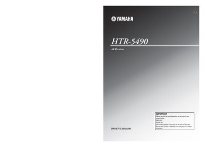 Yamaha HTR-5490 AV Receiver Owner's Manual - cover page