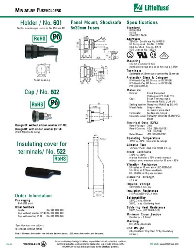 Littelfuse 601/602/522 Product Leaflet - cover page