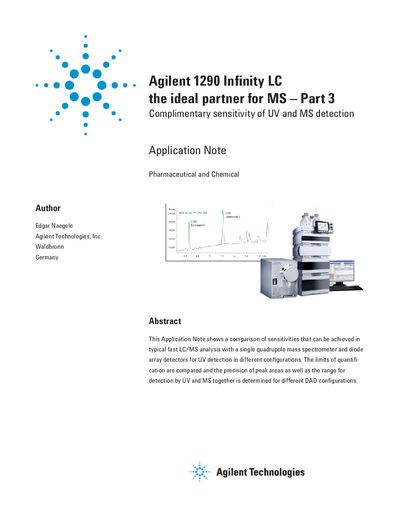 Agilent 1290 Infinity LC Application Note: UV MS Detection Sensitivity - cover page