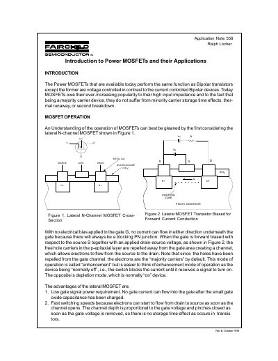 Introduction to Power MOSFETs and their Applications Application Note - cover page