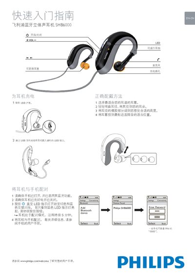 Philips SHB6000 Bluetooth Stereo Earphone User Manual - cover page