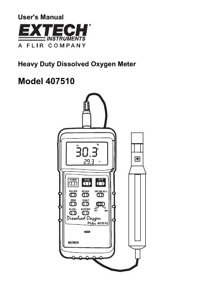 Extech Model 407510 Heavy Duty Dissolved Oxygen Meter User Manual - cover page