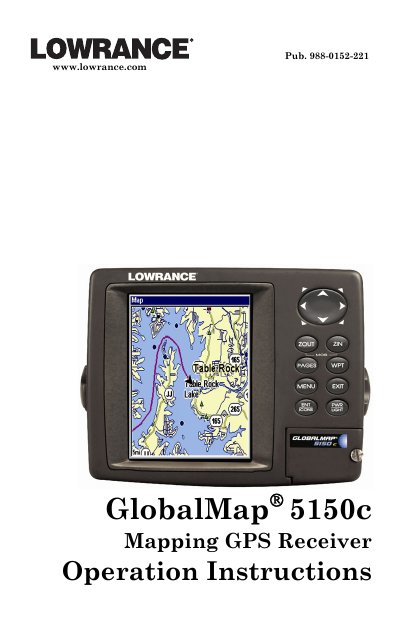 Lowrance GlobalMap 5150c Mapping GPS Receiver Operation Instructions - cover page