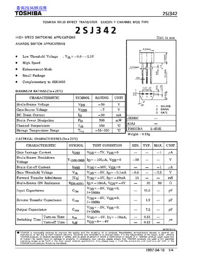 Toshiba 2SJ342 Datasheet - cover page