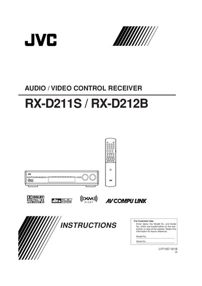 JVC RX-D211S/RX-D212B Audio/Video Control Receiver User Manual - cover page