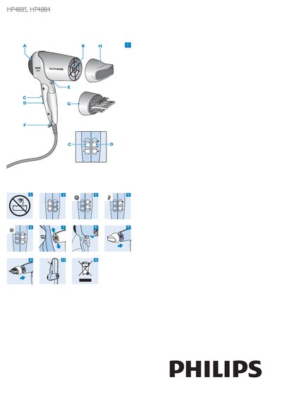 Philips HP4885/HP4884 Hairdryer User Manual - cover page
