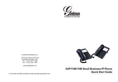 Grandstream GXP1100/1105 Small Business IP Phone Quick Start Guide - cover page