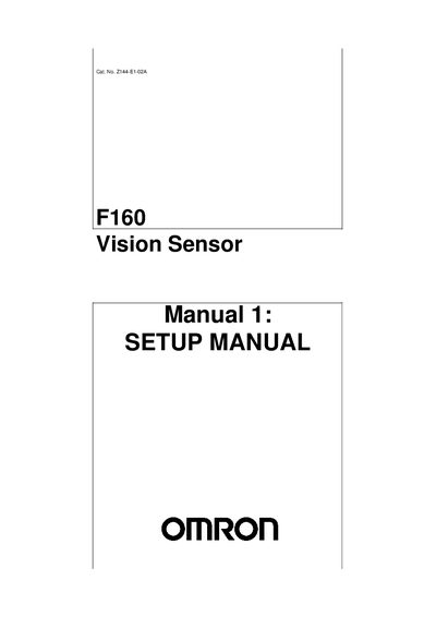 Omron F160 Vision Sensor Setup Manual - cover page