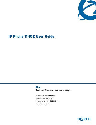 Nortel 1140E IP Phone User Guide - cover page