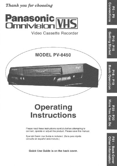 Senator PV-8450 VCR Operating Instructions - cover page