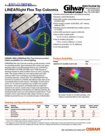 Osram LINEARIlight Flex Top Colormix Product Information Bulletin - cover page