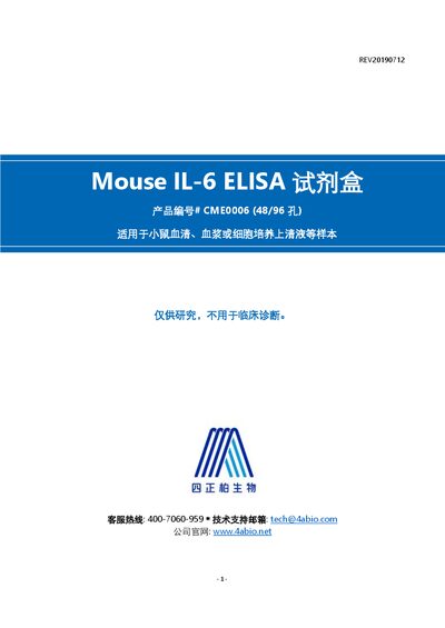 4ABio CME0006 Mouse IL-6 ELISA Kit User Manual