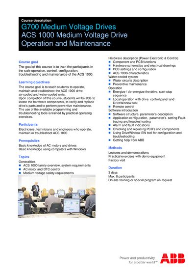 ABB G700 Medium Voltage Drives ACS 1000 Medium Voltage Drive Operation Maintenance Manual - cover page