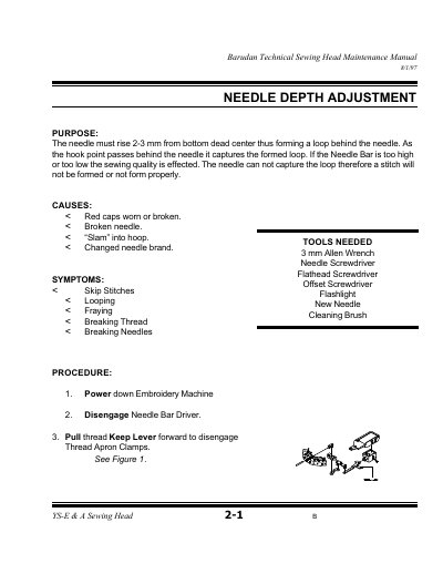 Barudan YS-E & A Sewing Head Maintenance Manual