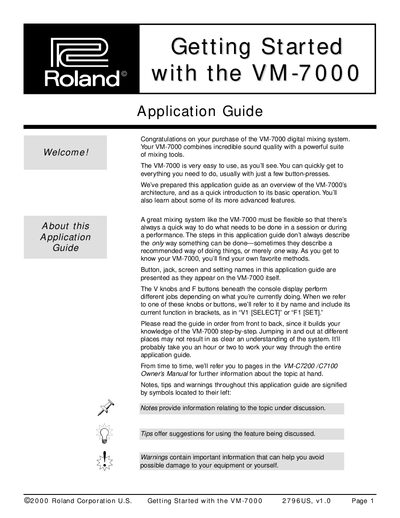 Roland VM-7000 Getting Started Guide - cover page