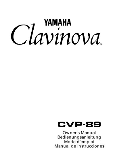 YAMAHA Clavinova CVP-89 user manual - cover page