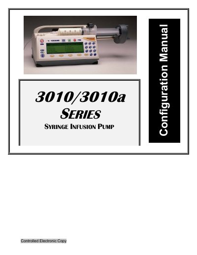 Medex 3010/3010a Syringe Infusion Pump Configuration Manual - cover page