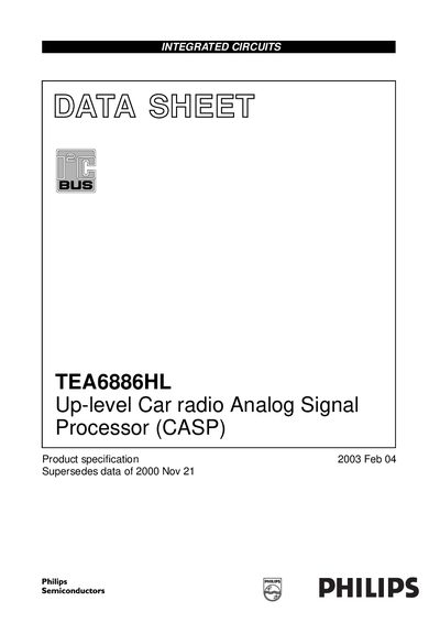 Philips TEA6886HL Integrated Circuit Datasheet - cover page