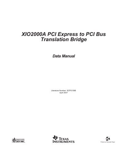Texas Instruments XIO2000A PCI Express to PCI Bus Bridge Data Manual - cover page