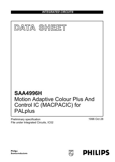 Philips SAA4996H Integrated Circuit Datasheet - cover page