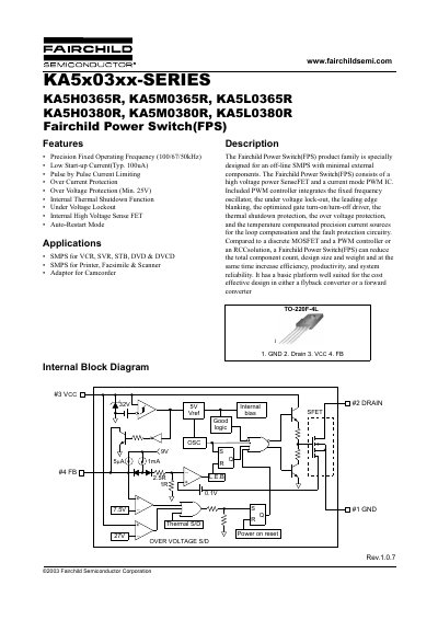 FAIRCHILD KA5H0365R handbook - cover page