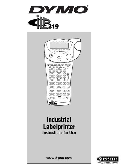 DYMO ILP219 Industrial Labelprinter User Manual - cover page