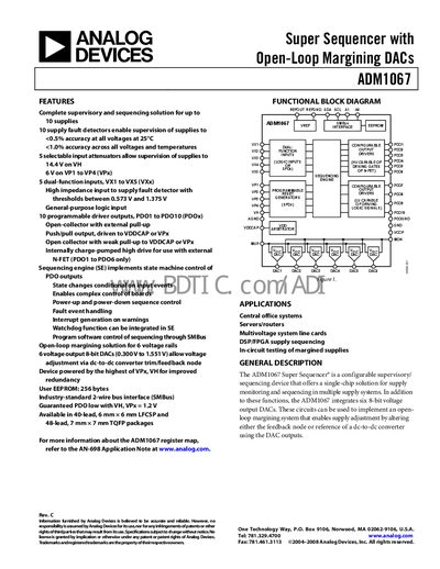 Analog Devices ADM1067 Super Sequencer Datasheet - cover page