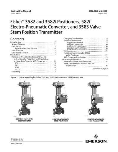 Fisher 3582, 3582i, 582i, and 3583 Instruction Manual - cover page