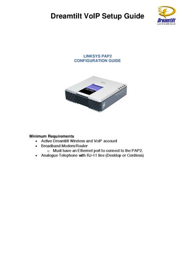 Linksys PAP2 Configuration Guide - cover page