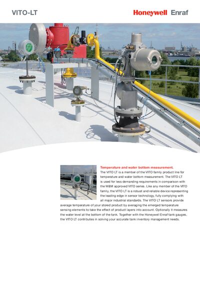 Honeywell Enraf VITO-LT Temperature and Water Bottom Measurement Datasheet - cover page