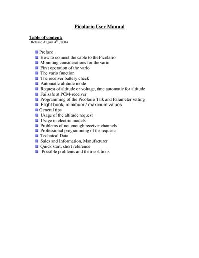 Picolario Talk User Manual - cover page