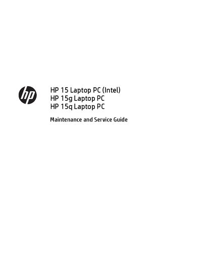 HP 15 Laptop PC Maintenance and Service Guide - cover page
