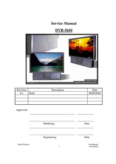 Delta Products DVR-5610 Service Manual - cover page
