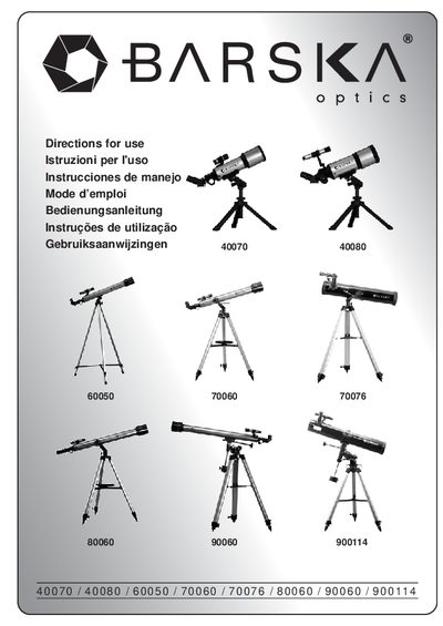 Celestron 40070/40080/60050/70060/70076/80060/90060/900114 Tripod and Telescope User Manual - cover page