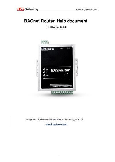LM 201-B BACnet Router Help Guide - cover page