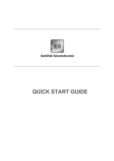 SanDisk SecureAccess Quick Start Guide - cover page