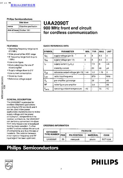 Philips UAA2090T Datasheet - cover page