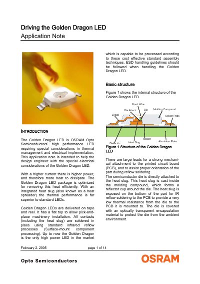 OSRAM Golden Dragon LED Application Note - cover page