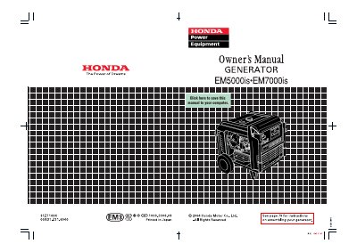 Honda EM5000is EM7000is Generator Owner's Manual - cover page