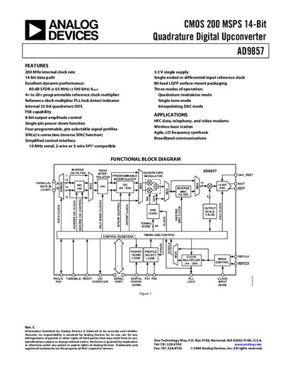 Analog Devices AD9857 Datasheet - cover page