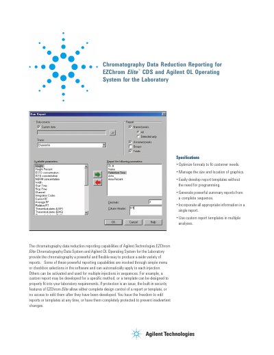 Agilent EZChrom Elite CDS and OL Operating System Data Reduction Reporting User Guide - cover page
