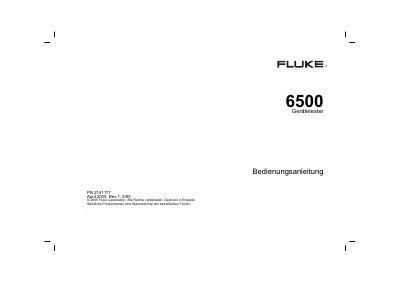 Fluke 6500 Appliance Tester User Manual - cover page